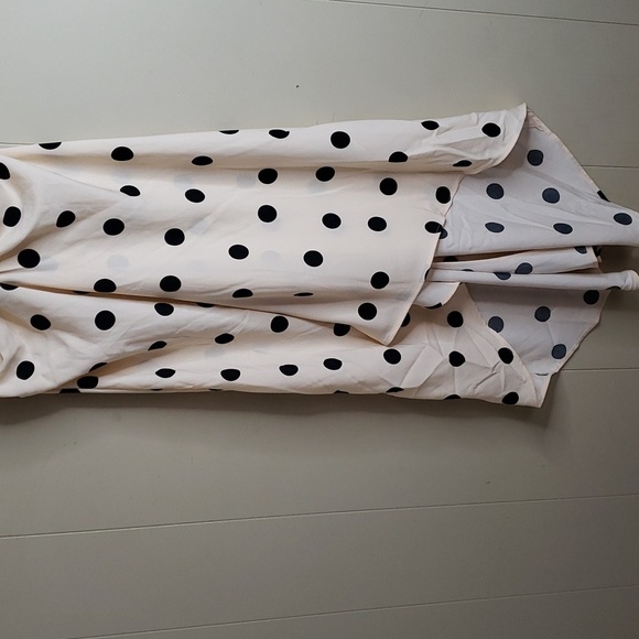 Women's Crepe Short Sleeve Midi Dress A New Day Beige Polka Dot - Picture 4 of 10